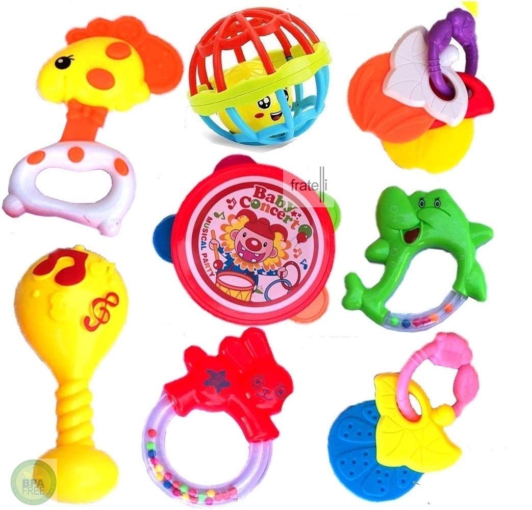 FRATELLI Newborn Acrylonitrile Butadiene Styrene Baby Teether & Rattles Pack [ 7Pcs] New,Multicolor (B076KH3JTR) Amazon Price History, Amazon Price Tracker