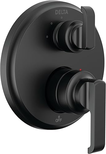 Delta Faucet Tetra Serie 14 Kit de moldura de válvula desviadora integrada de 3 ajustes, color negro mate, kit de moldura de válvula desviadora, kit