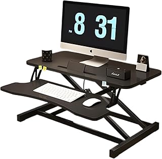 Standing Desk Converter,Height Adjustable Sit Stand Desk Riser, Motorized Desk Riser with Keyboard Tray and Device Slot,Fits Monitor & Laptop (Black)
