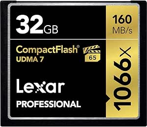 Lexar Professional 1066x 32GB CompactFlash Card, Up to 160MB/s Read, for Professional Photographer, Videographer, Enthusiast (LCF32GCRBNA1066)