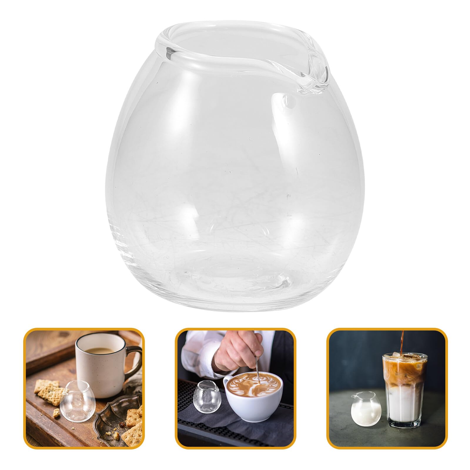 SHERCHPRY Set Brocca In Vetro Piccola Con Manico In Legno - 100ml - Misurino Per Latte, Caffè, Sciroppo E Salse - Ideale Per Bar E Casa
