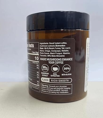 Miniatura 8 de Café de hongos descafeinado - 36 porciones, mezcla de café instantáneo incluye 10 hongos extracto en polvo, 2.54 oz