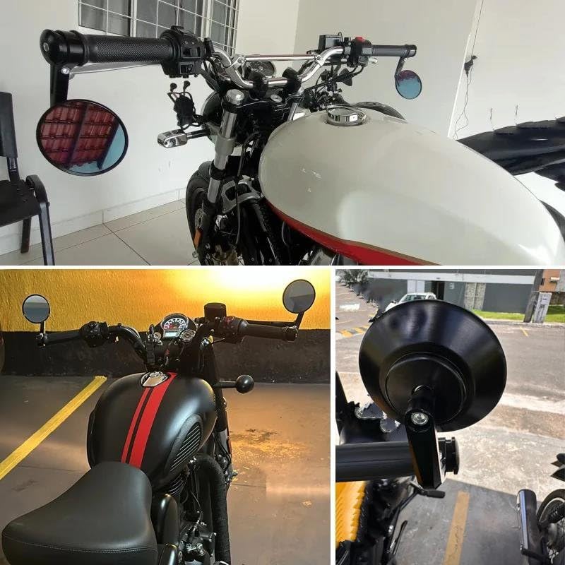 Rétroviseurs Guidon Rétro Moto Royal Enfield – Style Vintage Pour Bullet, Meteor, Classic 350/500, Interceptor 650 – Anti-Éblouissement