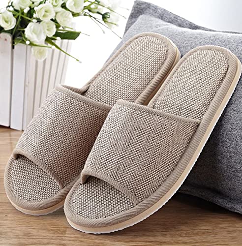 Women 2025 House Linen Slipper Open Toe Colorblock Lightweight Slide Absorb Sweat Flats Sandal Comfy Lounging Shoe2