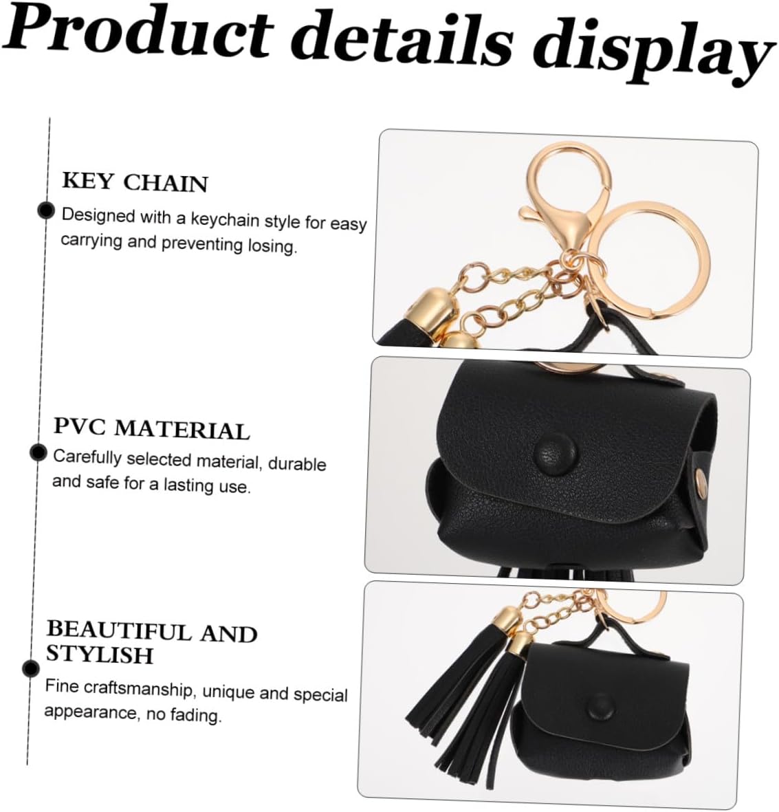 1pc Tassel Design Wireless Earphone Case for Shockproof Earphone Cover Portable Keychain Style Bright Accessory for Easy Carrying and Protection image 3