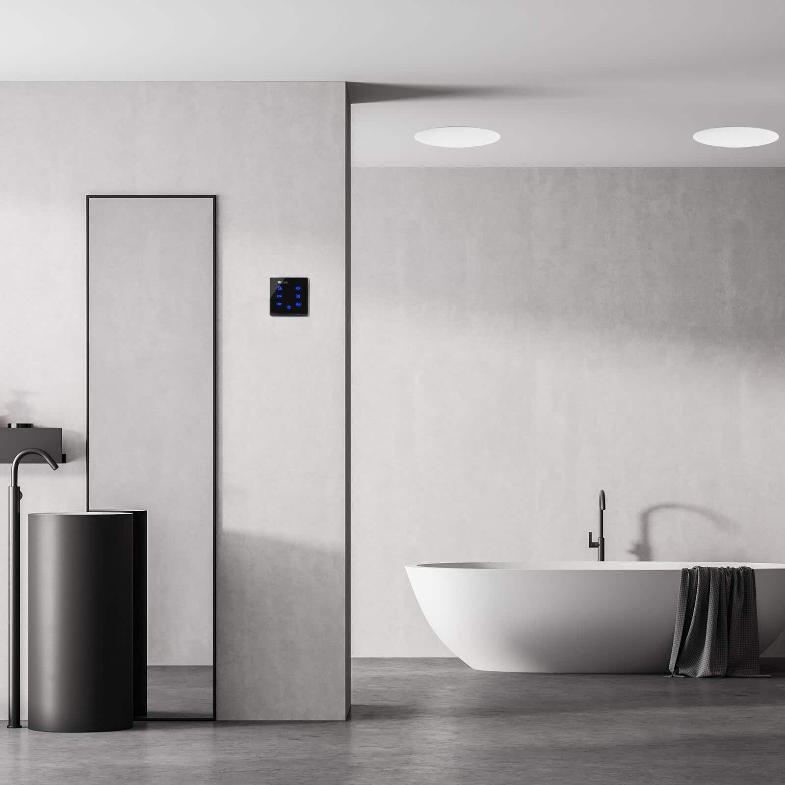 Power Dynamics A100 Bluetooth Deckenlautsprecher 4er Set – 4X Einbaulautsprecher 5" IPX5 Wasserdicht – 160 Watt Verstärker – Badezimmer & Außenbereich – Unterputzradio, 55mm Tief - Weiß/Schwarz