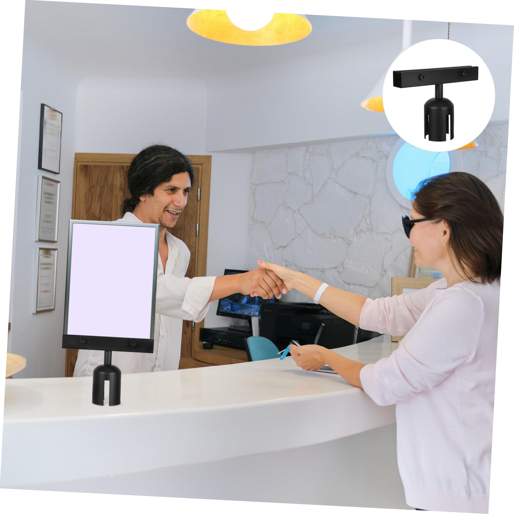 PRETYZOOM 4 Piezas titular de la muestra signo de stand de soporte de signo de Stanchion soporte de cartel de barrera de cinturón Titular de la señal universal Acero inoxidable Negro