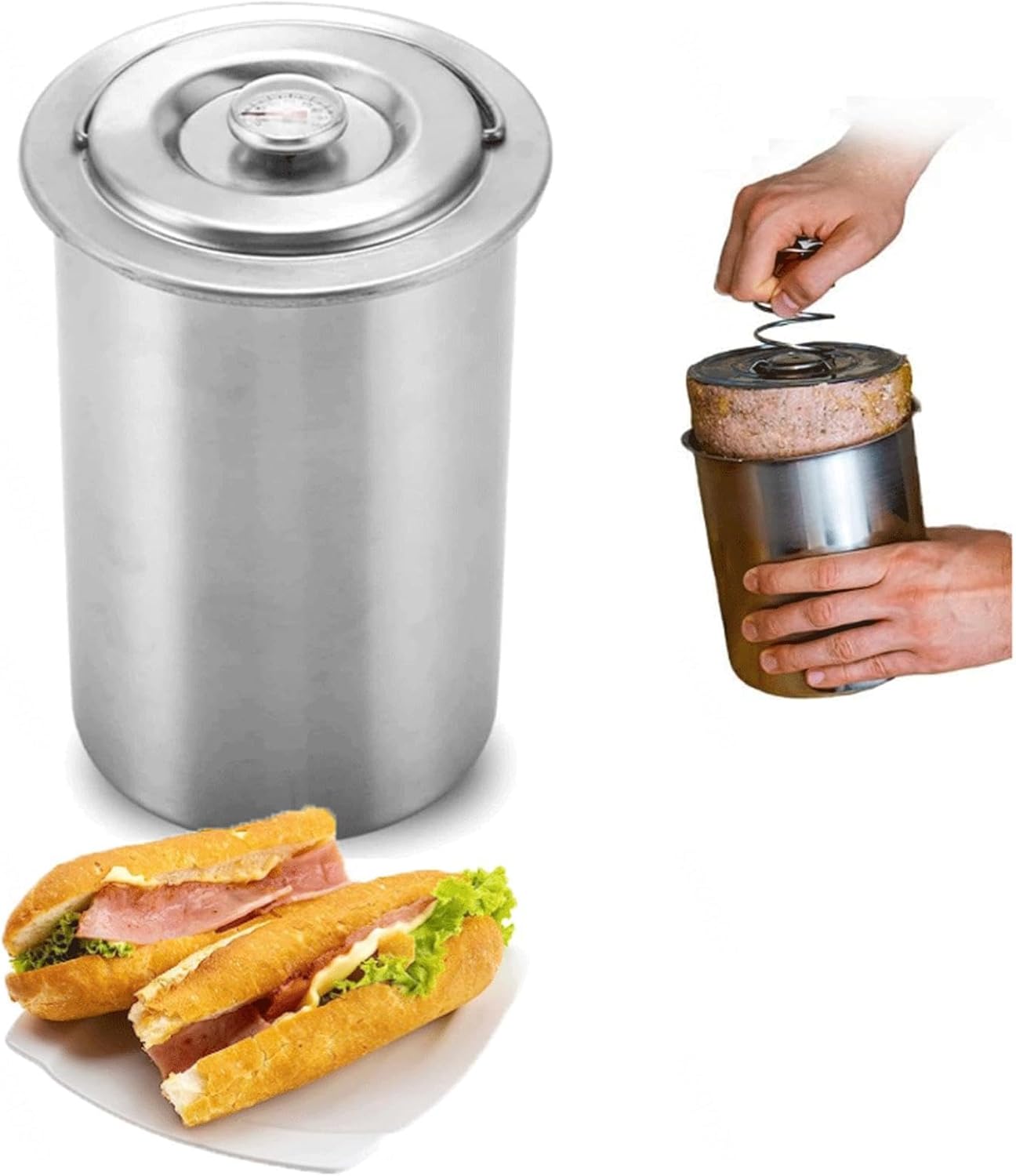 Ham Press Maker,Stainless Steel Round Shape Meat Press Maker,Meat Press Mold for Deli Meats,Seafood Meat Poultry Patty Gourmet Cooking Tools