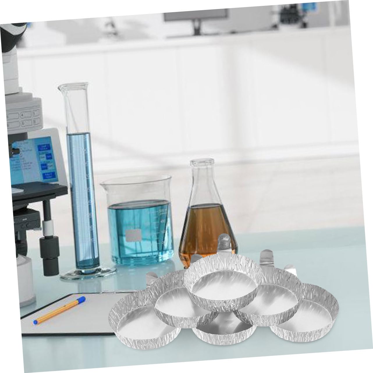 PLAFOPE 200 Pcs Silver Aluminum Foil Weighing Plates Aluminum Foil Weigh Dishes Weighing Plates Laboratory Weighing Pan