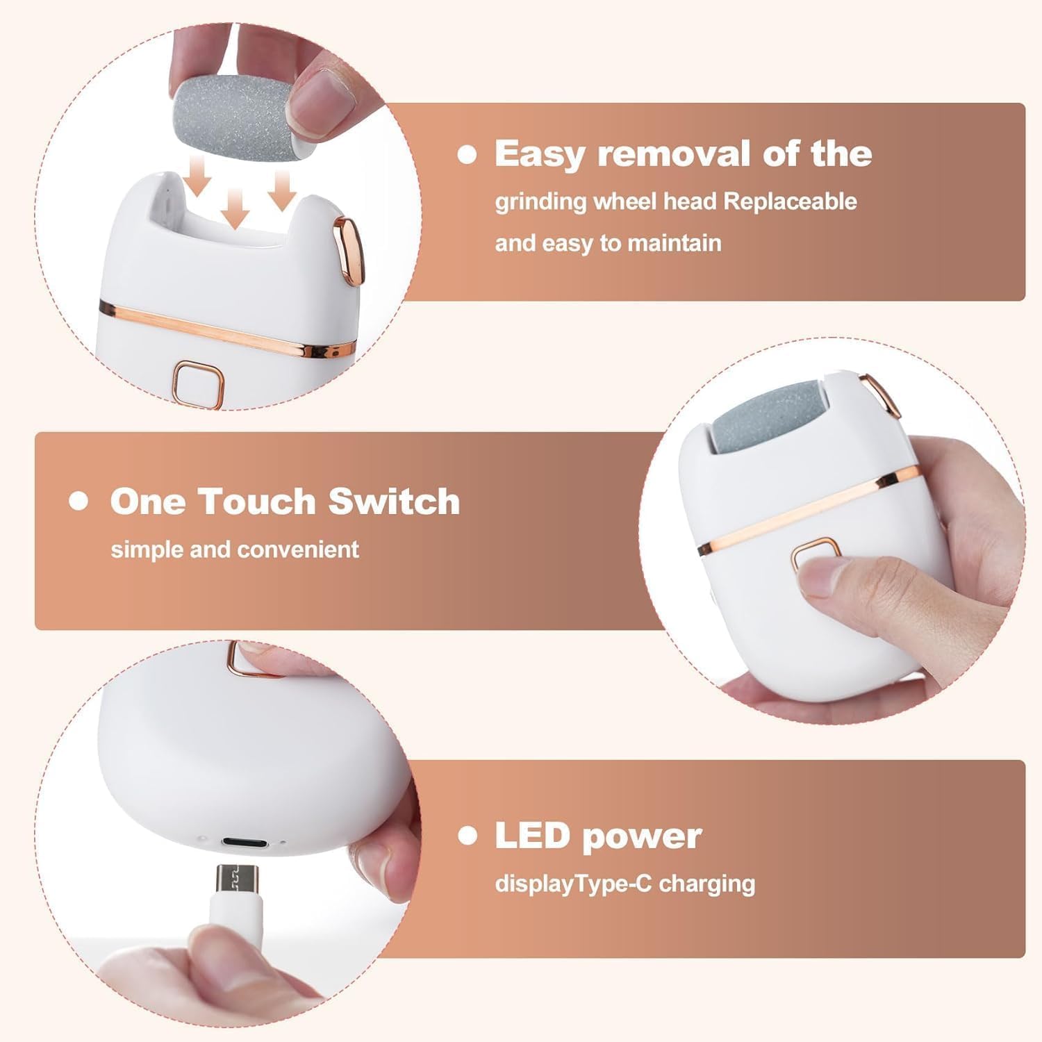 Aanahil Electric Foot Callus Remover | Rechargeable Pedicure Tool for Hard & Dead Skin | Feet Dead Skin Remover with Pedicure Roller Head – Smooth & Soft Feet (Grey) 1
