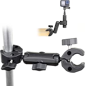 SOONSUN Double Clamp Mount With 2 Ball Adapters - Universal Camera Mount For GoPro, Insta360, DSLR & Umbrellas