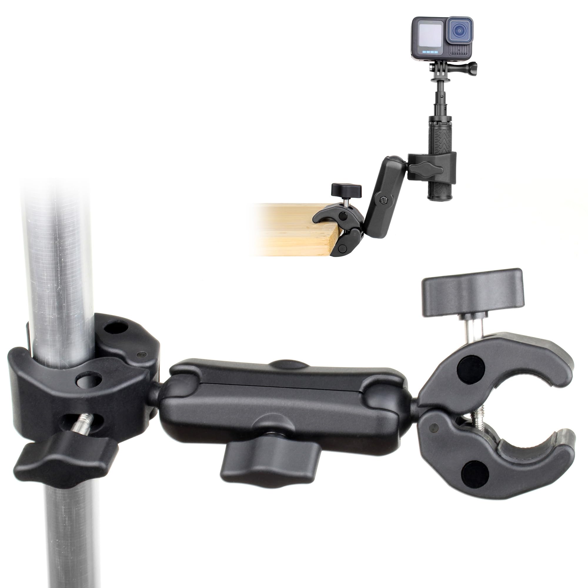 Soporte de cámara doble SOONSUN con súper abrazadera giratoria de 360° 8