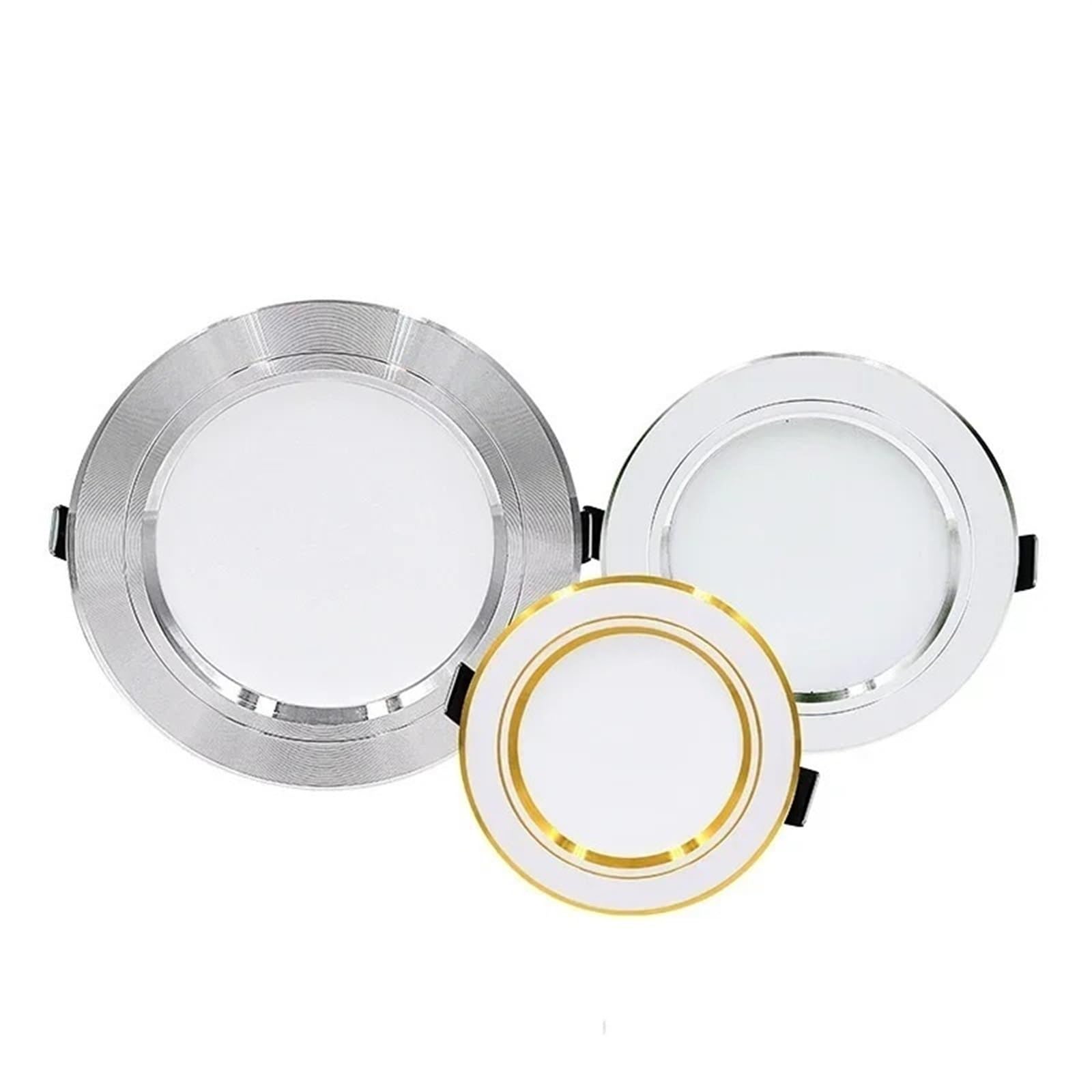 Hohota 5PCS LED Downlight 12V 24V 110V 220V Spot Three Colors 5W 9W 12W 15W 18W Recessed in LED Ceiling Downlight(Gold2,Warm White_DC24V 18W)