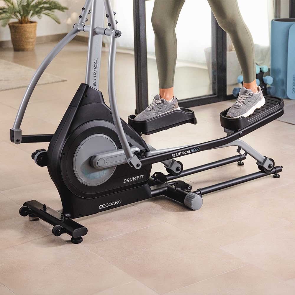 Cecotec Bicicleta Elíptica Plegable con App Drumfit Elliptical 8000 Motor Pro. Resistencia Magnética Regulable a Motor, Pantalla y Soporte Dispositivos, Volante Inercia 8kg, Pulsómetro, Zancada 40cm