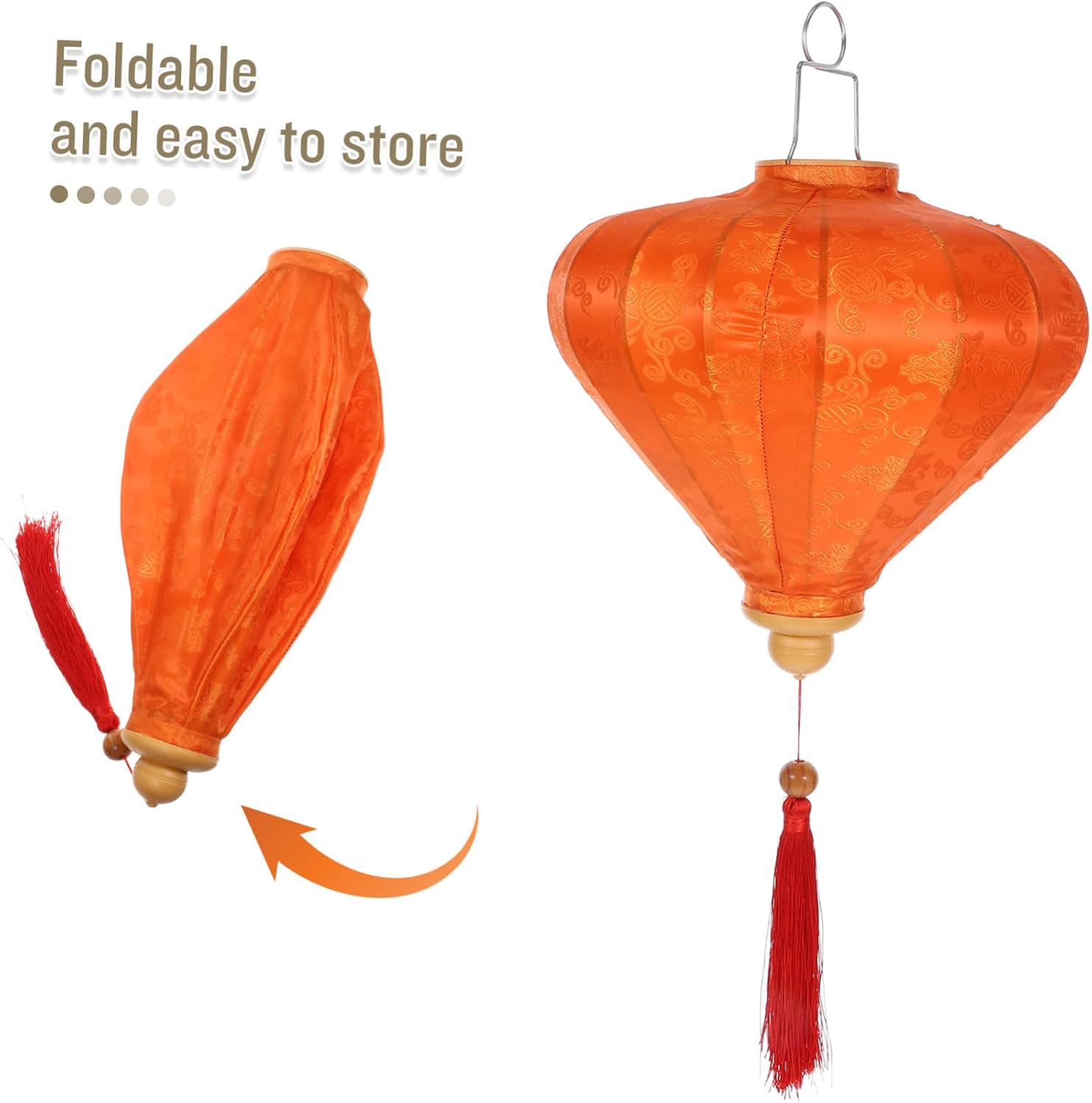 Vietnamese Shape Fabric Lantern Sturdy Hanging Lantern for Wedding Festival and Party Decorations Vintage Look for Home and Garden Decor Durable