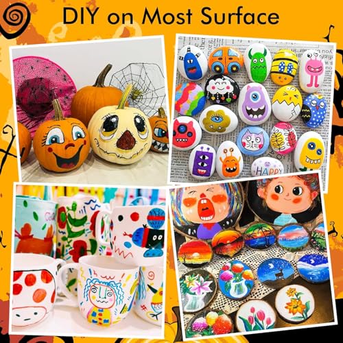 Image of Shuttle Art 36 Colors Dual Tip Acrylic Paint Markers, Brush Tip and Dot Tip Acrylic Paint Pens for Rock Painting, Ceramic, Wood, Canvas, Plastic, Glass, Stone, Calligraphy, Card, DIY Football Crafts