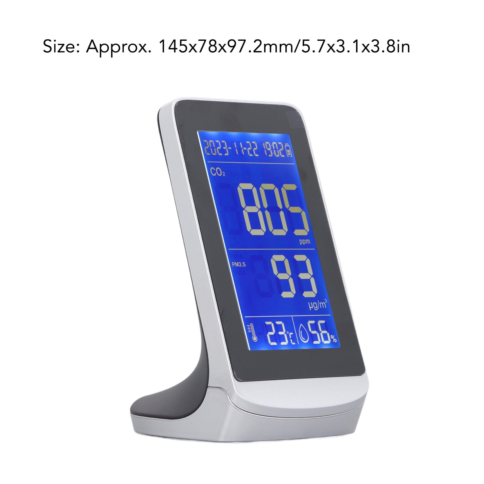 Monitor de calidad del aire con sensor infrarrojo NDIR, detector de partículas PM2.5/PM10, medidor de temperatura y humedad con batería de 3000 mAh para espacios