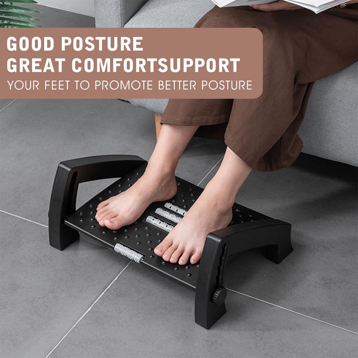 Banquinho Apoio Para Os Pés Embaixo Da Mesa Com Altura Ajustável Em 6 Posições Ergonômico Com Rodas De Massagem Suporte De Carga 8kg Banquinho De Vaso Sanitário Preto Banquinho Apoio Para Os Pés Embaixo Da Mesa Com Altura Ajustável Em 6 Posições Ergonômico Com Rodas De Massagem Suporte De Carga 8kg Banquinho De Vaso Sanitário Preto
