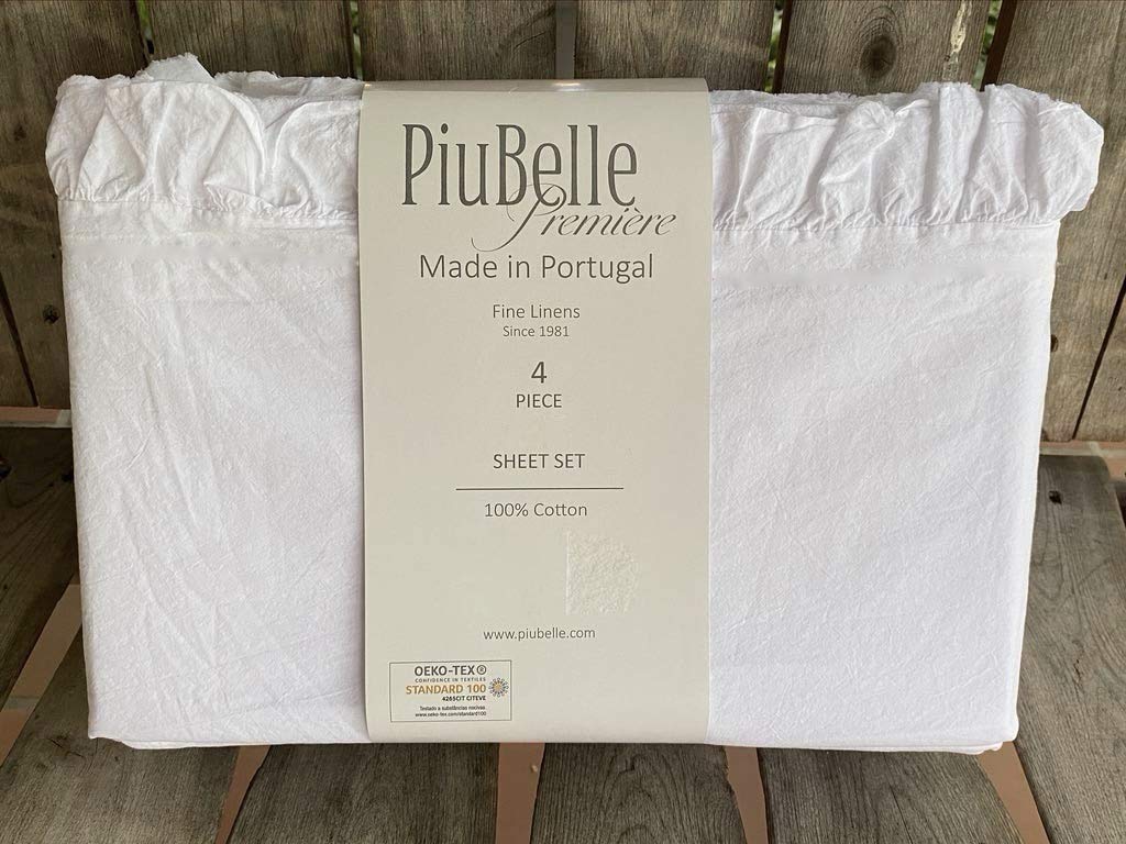 Buy Piu Belle piubelle White Cotton Ruffle Sheet Set Queen Size 4pc