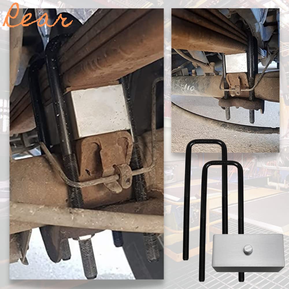 JINGLING 32MM Suspension avant 51MM Blocs de Suspension arrière Kits de levage pour Hilux Vigo 2004-2019 Kit UBolt Raise Adapter Strut Spring (avant et arrière)
