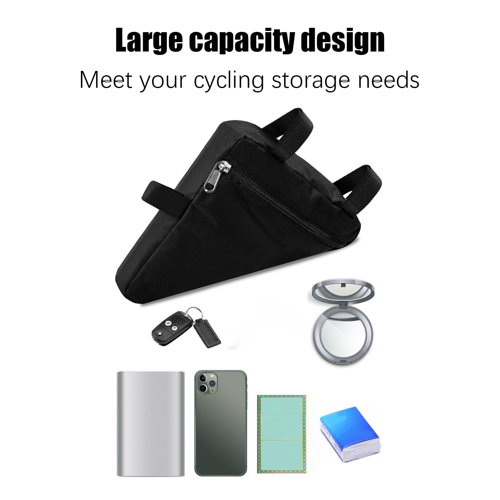 Borsa per telaio per bicicletta – Borsa triangolare per bicicletta – per mountain bike, bici da strada, traffico urbano, viaggi, pendolarismo quotidiano e