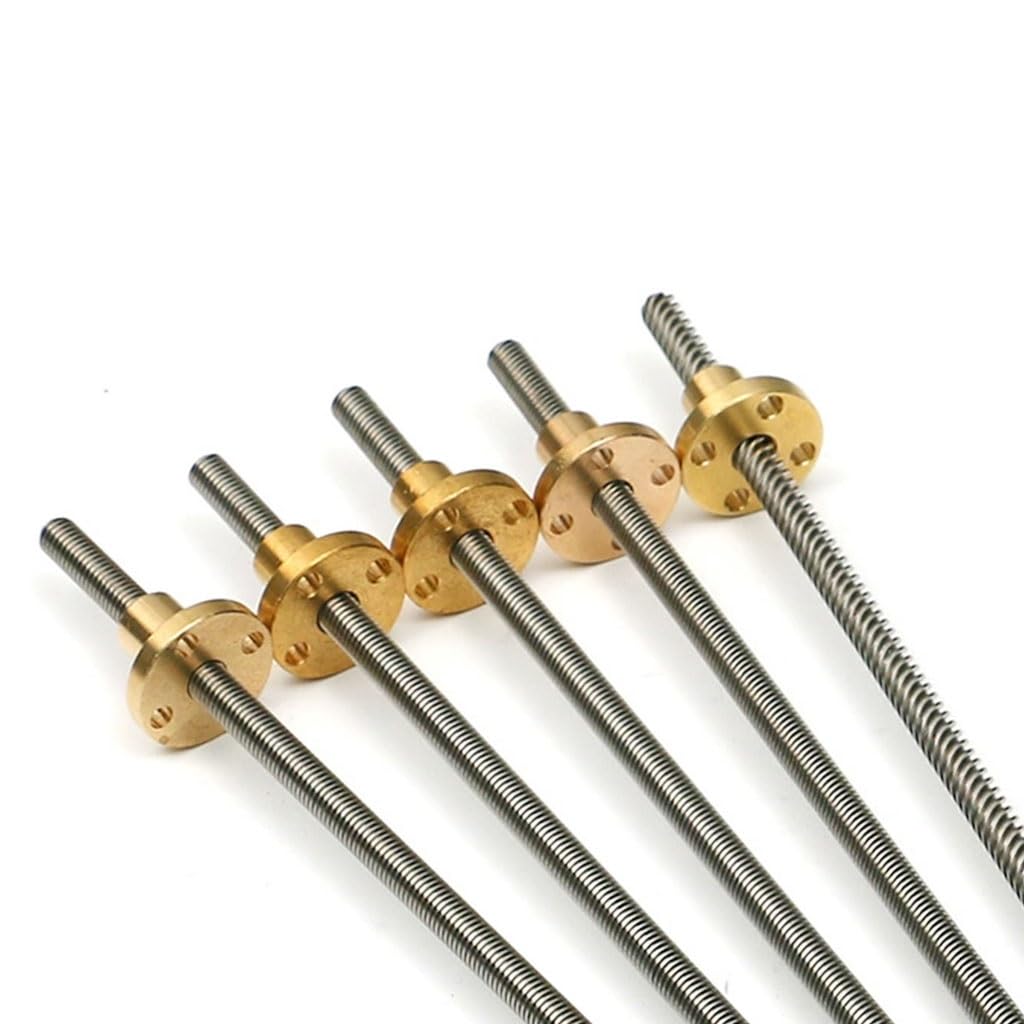 Śruba prowadząca ze stali nierdzewnej T6 do drukarek 3D, skok 2 mm, przewód 12 mm, długość 100-1000 mm, z miedzianą nakrętką dla precyzji