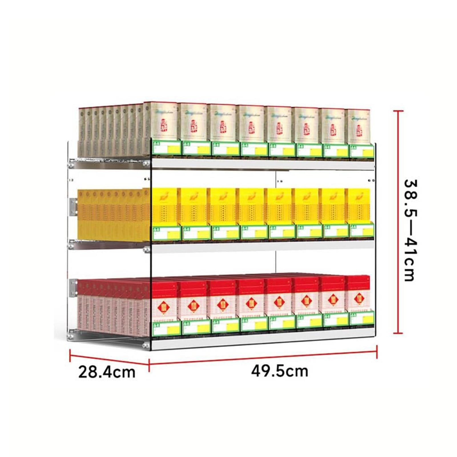 Generico Vetrina in Acrilico per Sigarette e fiammiferi, con Sistema di espulsione Automatica, Ideale per Negozi, scaffali rettangolari e Organizer per supermercati (49,5x28,4x38,5 cm)