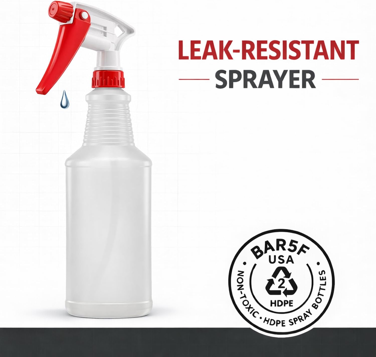 Bar5F 24 oz Commercial Spray Bottles, Chemical-Resistant Trigger, 3-Pack | B5F Bottle System, HDPE body, multicolor set for cleaners, mild chemicals, detailing, industrial use