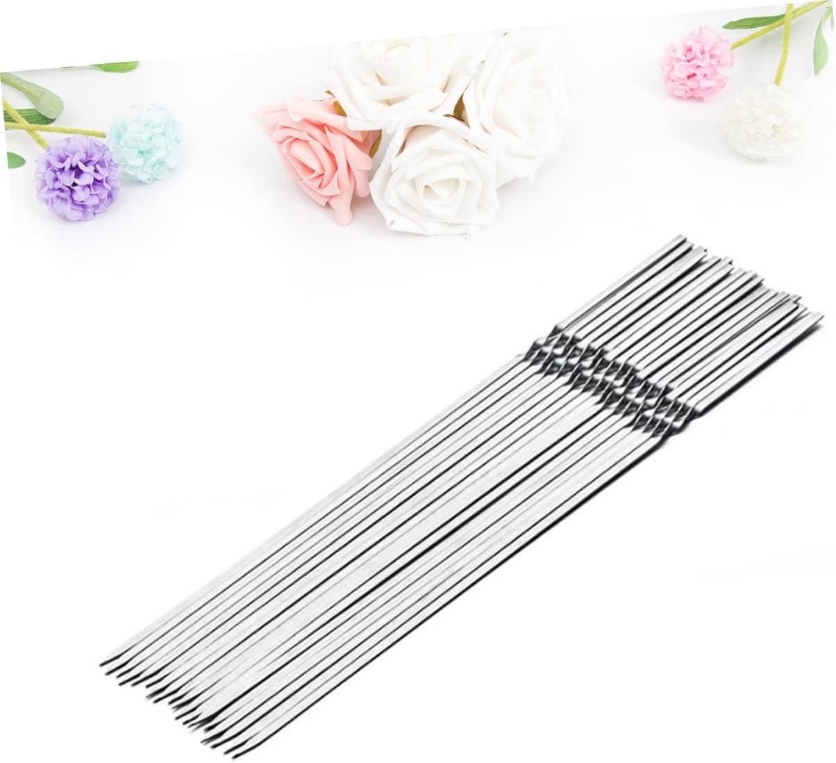 20pcs Long Stainless Steel Grilling Skewers Bbq Skewers for Kabobs Reusable Bbq Sticks Food-grade Metal for Outdoor Party