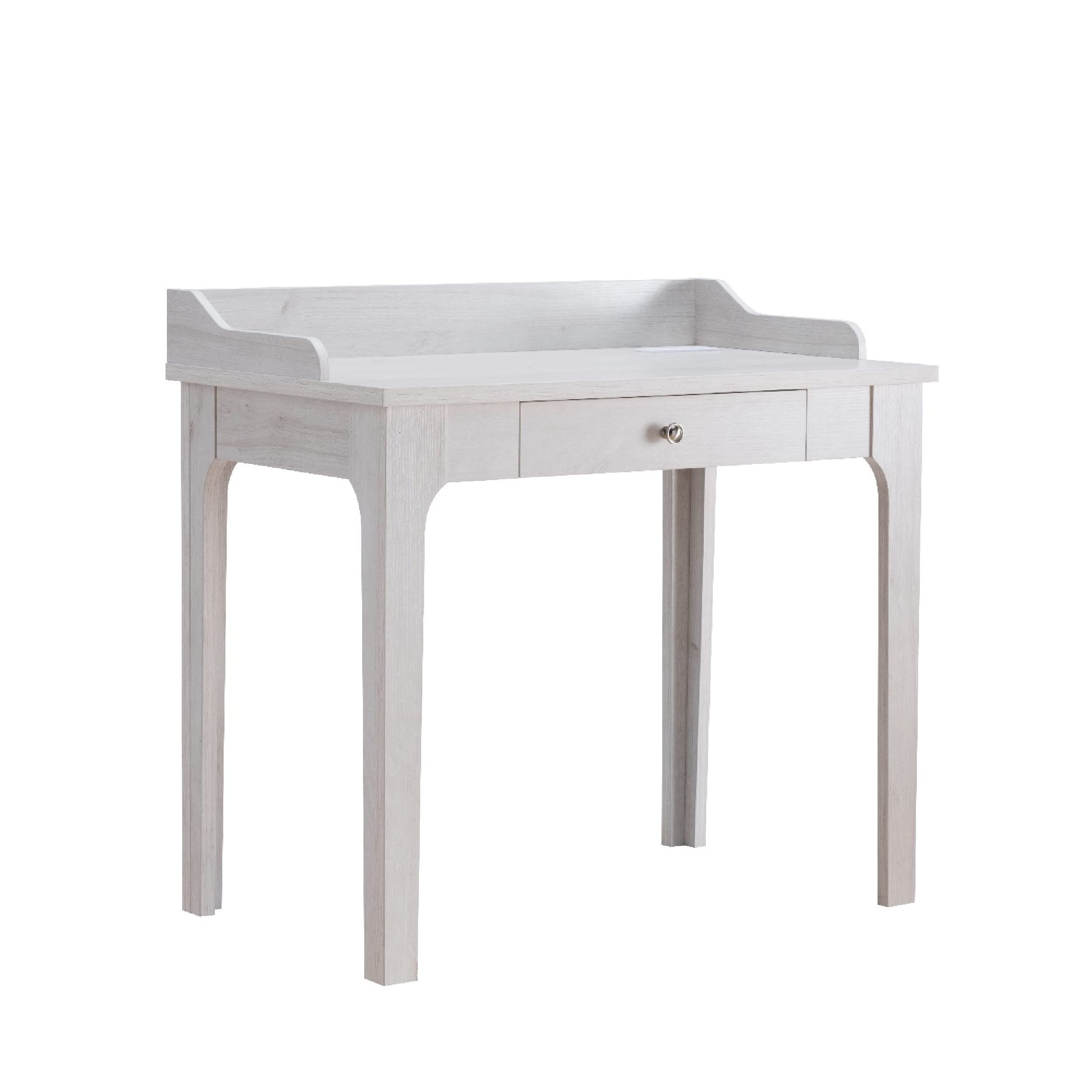 Benjara 36 Inch Ethan 1 Drawer Desk with Power and Dual USB Outlet, White
