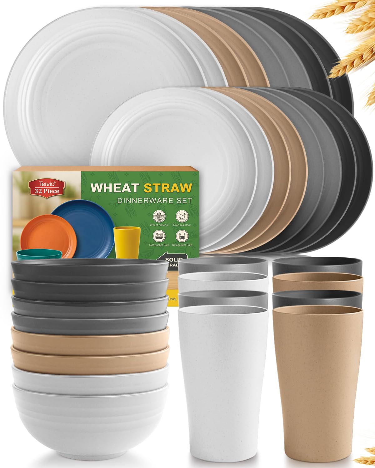 Wheat Straw Dinnerware Set - 32 Piece -28 Wheat Straw Dinnerware Set - 32 Piece -28