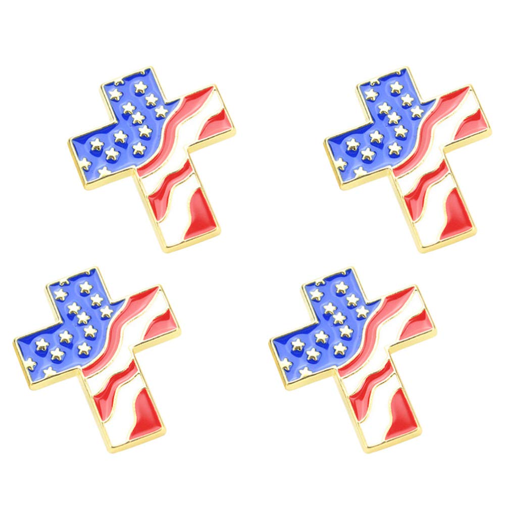 Amerykańska przypinka do klapy 4 szt. amerykańska flaga broszka Amerykański Dzień Niepodległości Krzyż Przypinka do klapy Flaga USA Patriotyczna biżuteria na 4 lipca Akcesoria kostiumowe Amerykańska