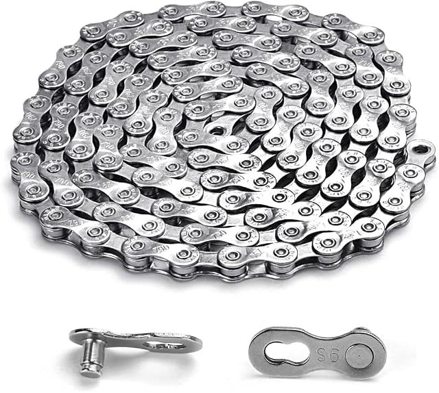 SPEACOUR Bike Chain 9 Speed Bicycle Chain 116 Links Steel High Strength Bike Derailleur Chain Road Cycle Chain Mountain Bicycle Chain with Quick Chain for 9-Gear Road Mountain Bicycle, Silver