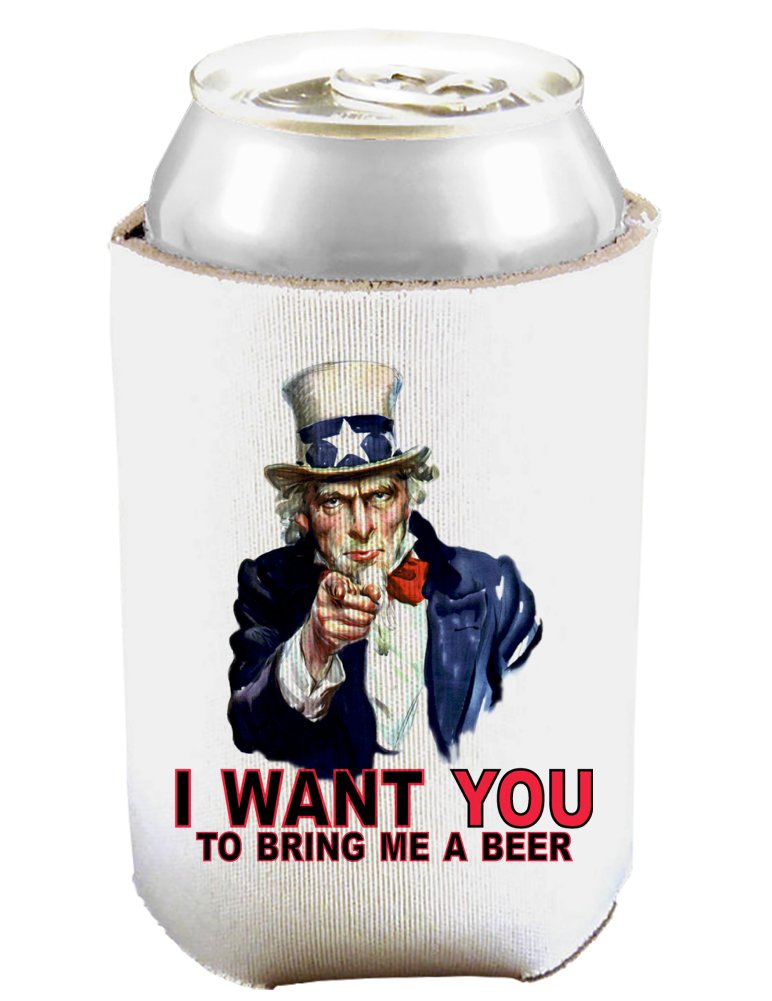 Uncle Sam I Want You to Bring me a Beer Can and Bottle Insulator Cooler - White 2 PACK