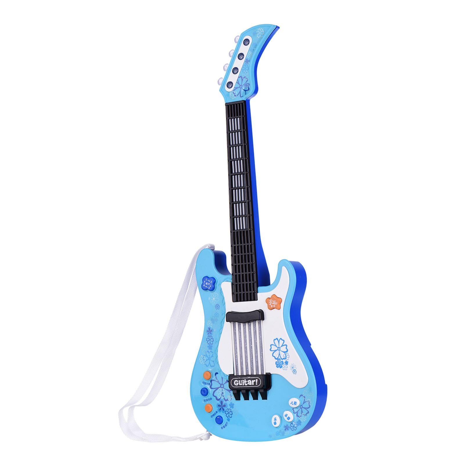 Interactive Electric Guitar Toy for Kids with Rhythm Lights, ABS Plastic Musical Instrument with Sound Simulated for Educational Play Pink (Blue)