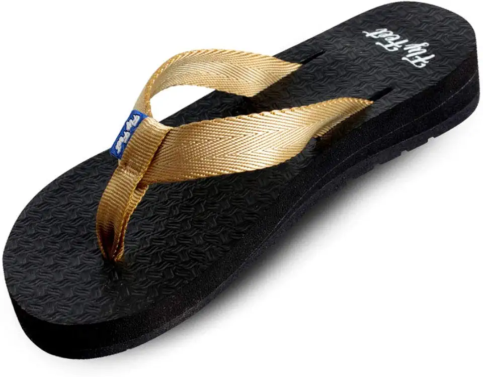Sandália Ortopédica Fly Feet Anabela Feminina, Ortho Pauher, Preto e Dourado, 37/38, pacote de 2