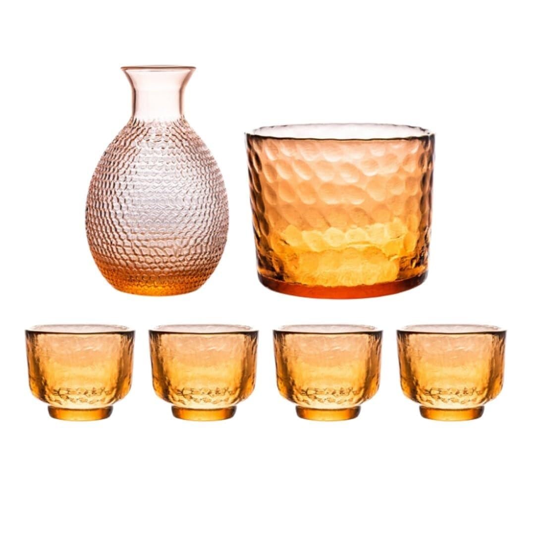 クリスタルガラス　冷酒グラス　酒杯　煎茶器　6客　桐箱付　V　6238 クリスタルガラス 冷酒グラス 酒杯 煎茶器 6客 桐箱付 V 6238