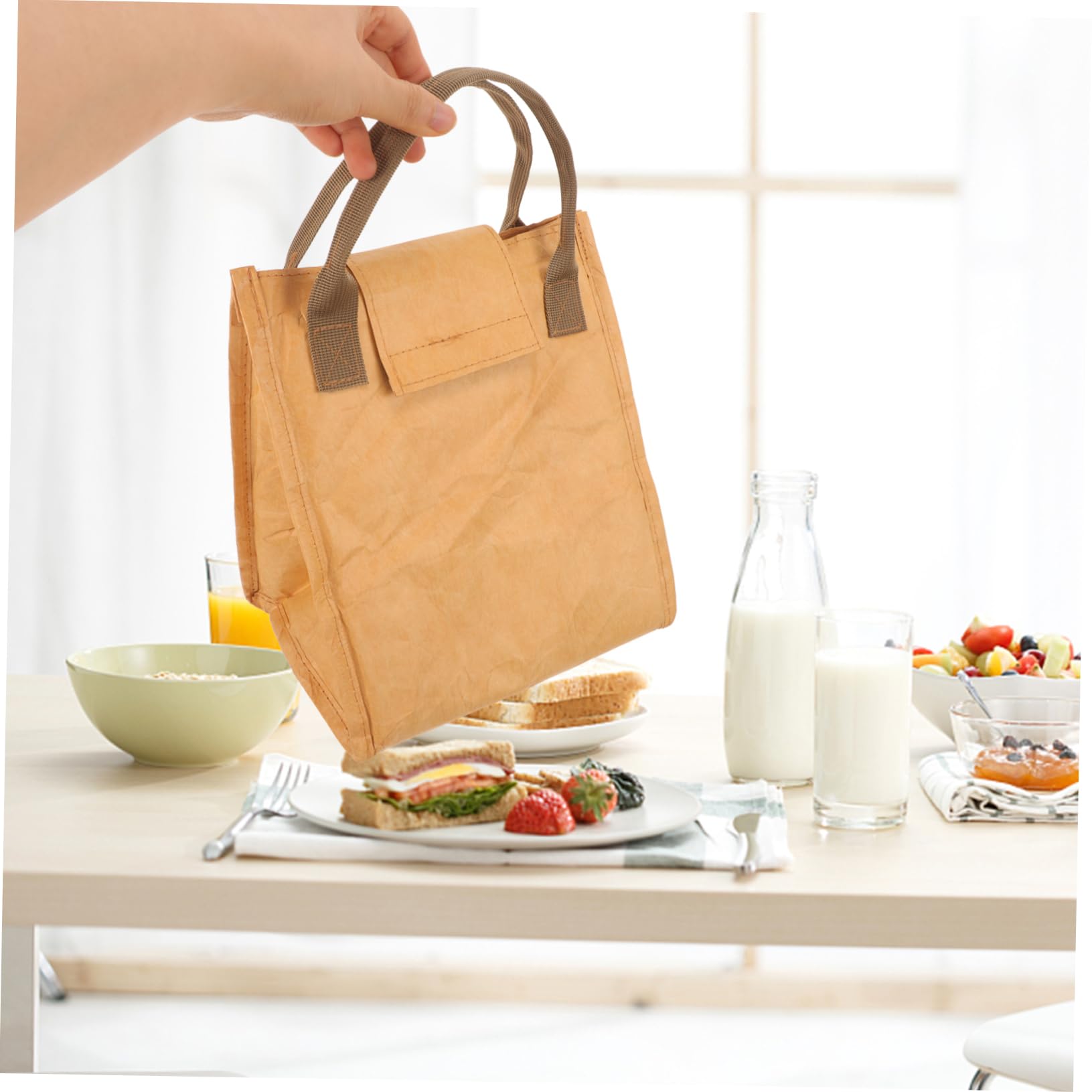 MAGICLULU 4 Piezas bolsa bento school bag maletin escolar bolsa almuerzo bolsas merienda bolsas termicas tote bolsa del almuerzo bolsa de almuerzo con aislamiento bolsa portátil papel kraft