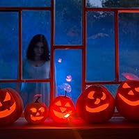 Vista 4 de 12 piezas de ojos LED de Halloween para máscara de ojos brillantes luces LED ojos con caja de batería, batería no incluida