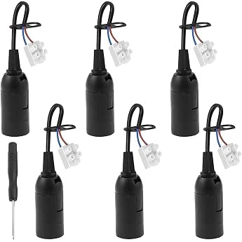 E14 Replacement Socket 2A 250V Bulb Socket Lamp Holder with Cable Pack of 6