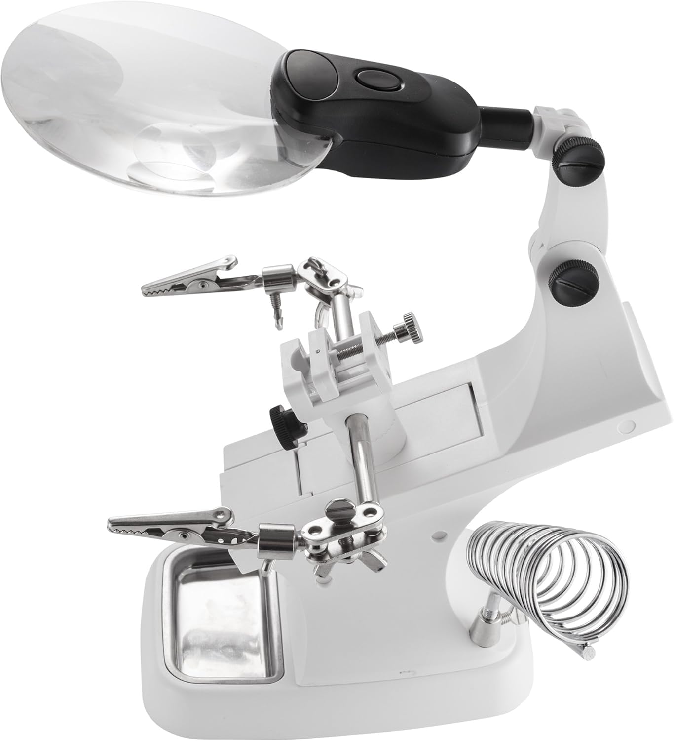 LED Light Helping Hands Magnifier Soldering Station - 2X 4X USB Lighted Hands with Watch Repair Tools Kit Clamp and Alligator Clips - for Soldering, Assembly, Repair, Modeling,Crafts