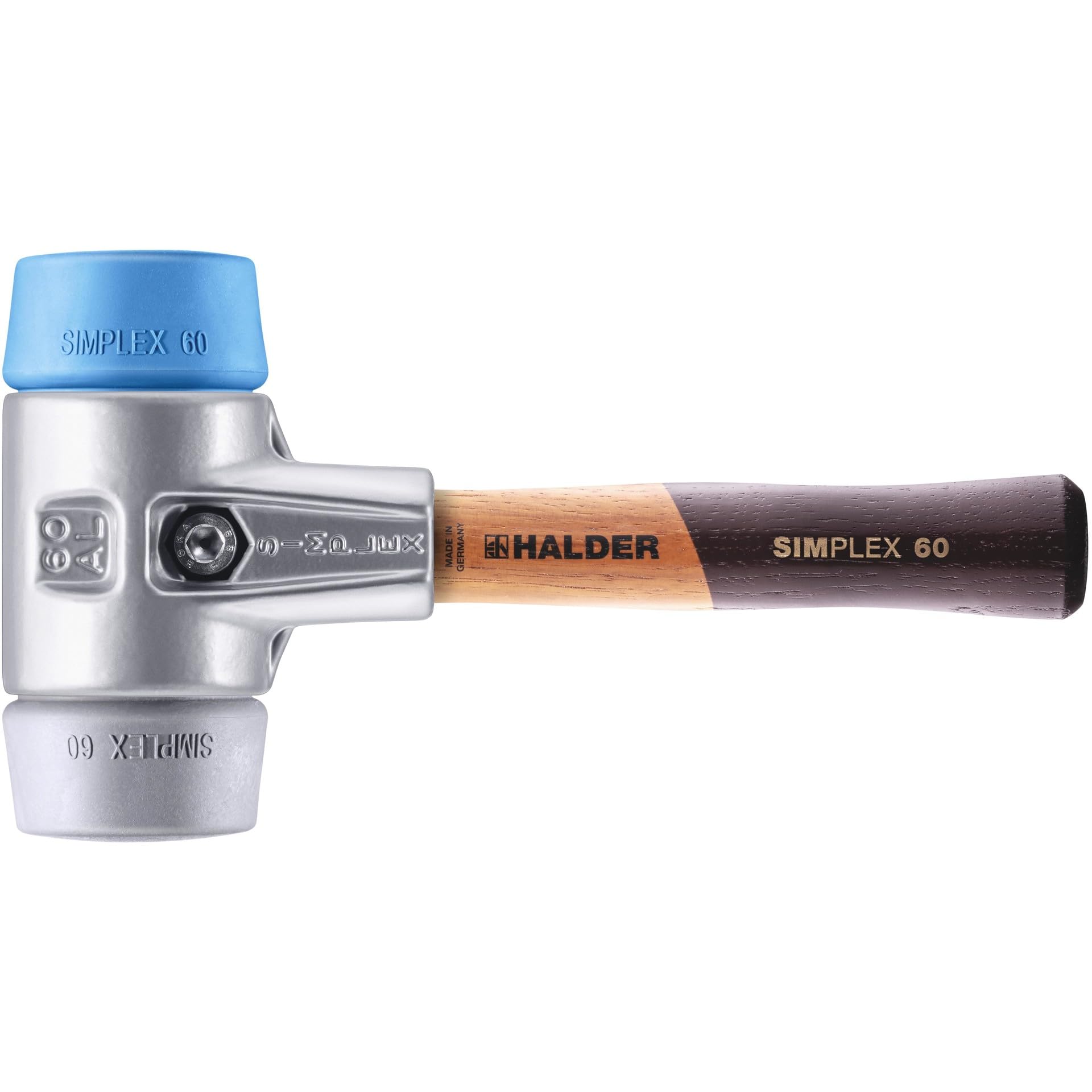 Simplex - Schonhammer, TPE-soft/TPE-mid; mit Aluminiumgehäuse und hochwertigem extra kurzen Holzstiel | D=60 mm/Stielausführung=extra kurz | 3113.062