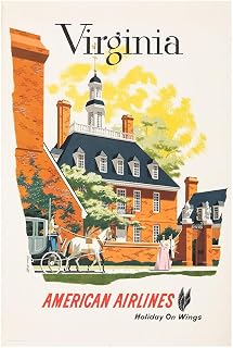 American Airlines - Virginia - Holiday On Wings - Vintage Airline Travel Poster-12 x 18 Inches