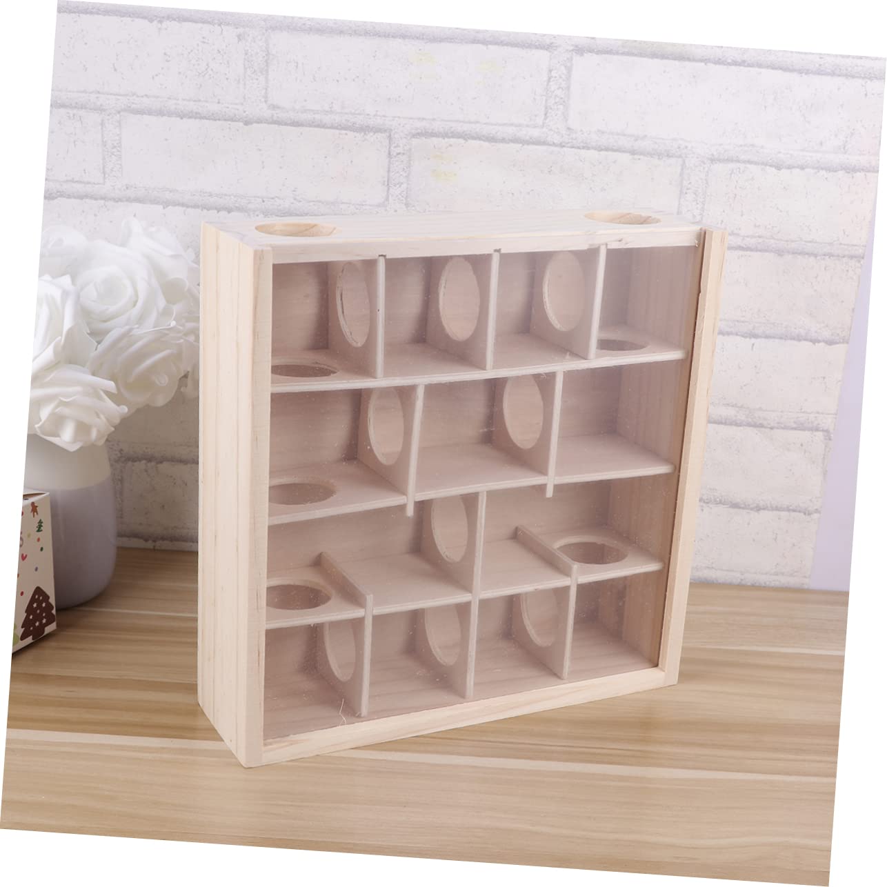 INOOMP Holzlabyrinth für Hamster, Mäuse und Ratten mit Glasabdeckung