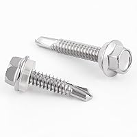 Vista 6 de (100 unidades) # 12 × 1 pulgada 410 de acero inoxidable hexagonal cabeza de arandela autoperforante autoperforantes Tornillos Tek de chapa