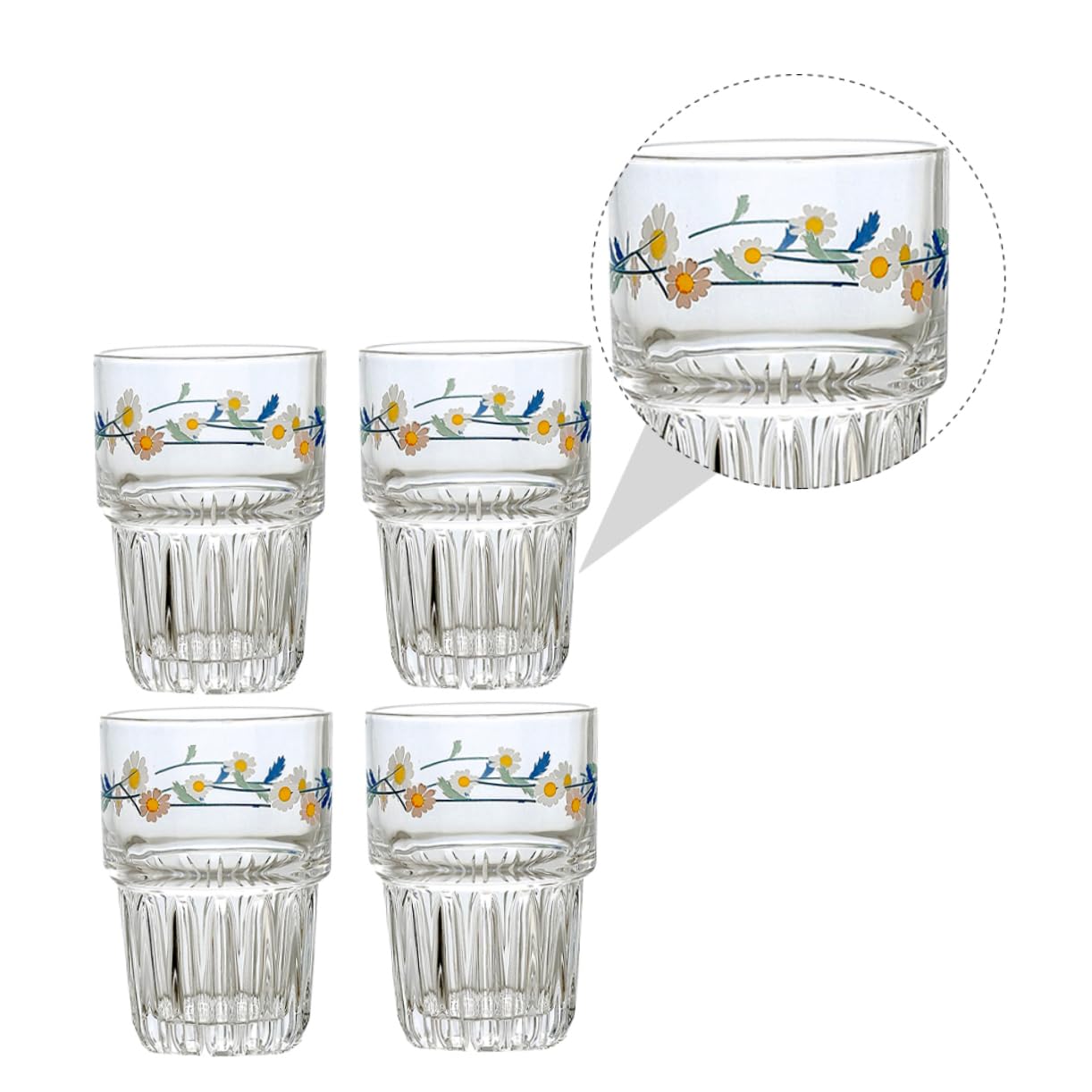 ABOOFAN Vasos para Bebidas de Cristal 350ml 4 Piezas Blanco | Estilo Pastoral Retro, Forma de Taza Compacta, para Leche y Zumo, Uso Múltiple