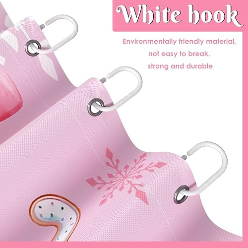 Miniatura 4 de Cortina de ducha de Navidad rosa con bastón de caramelo, juego de cortina de ducha para baño, tela lavable y duradera, 72 x 72 pulgadas