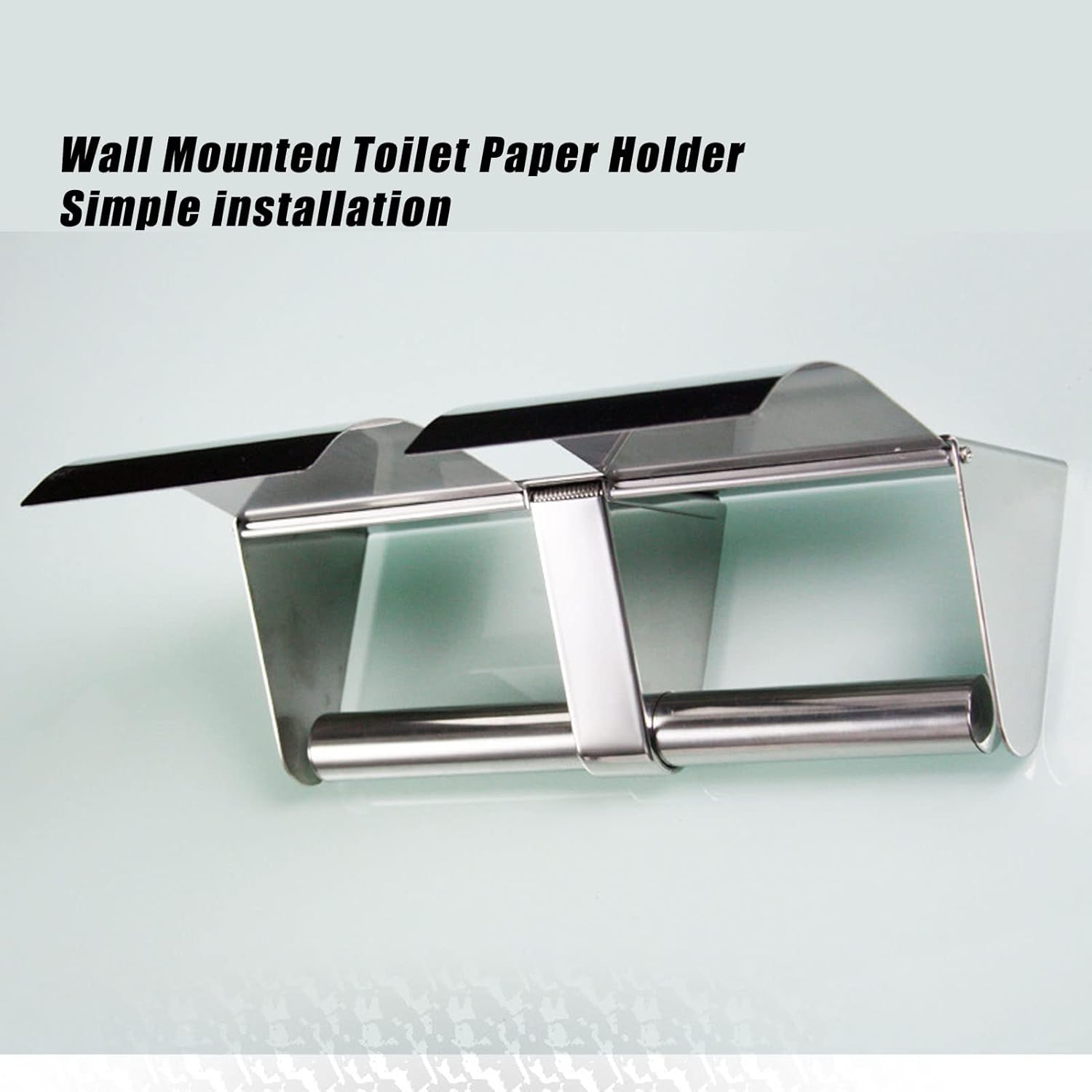 Double Toilet Paper Holder Roll Paper Shelf Commercial Toilet Paper Dispenser 304 Stainless Steel Dual Roll Toilet Tissue Holder Wall Mounted with Lock