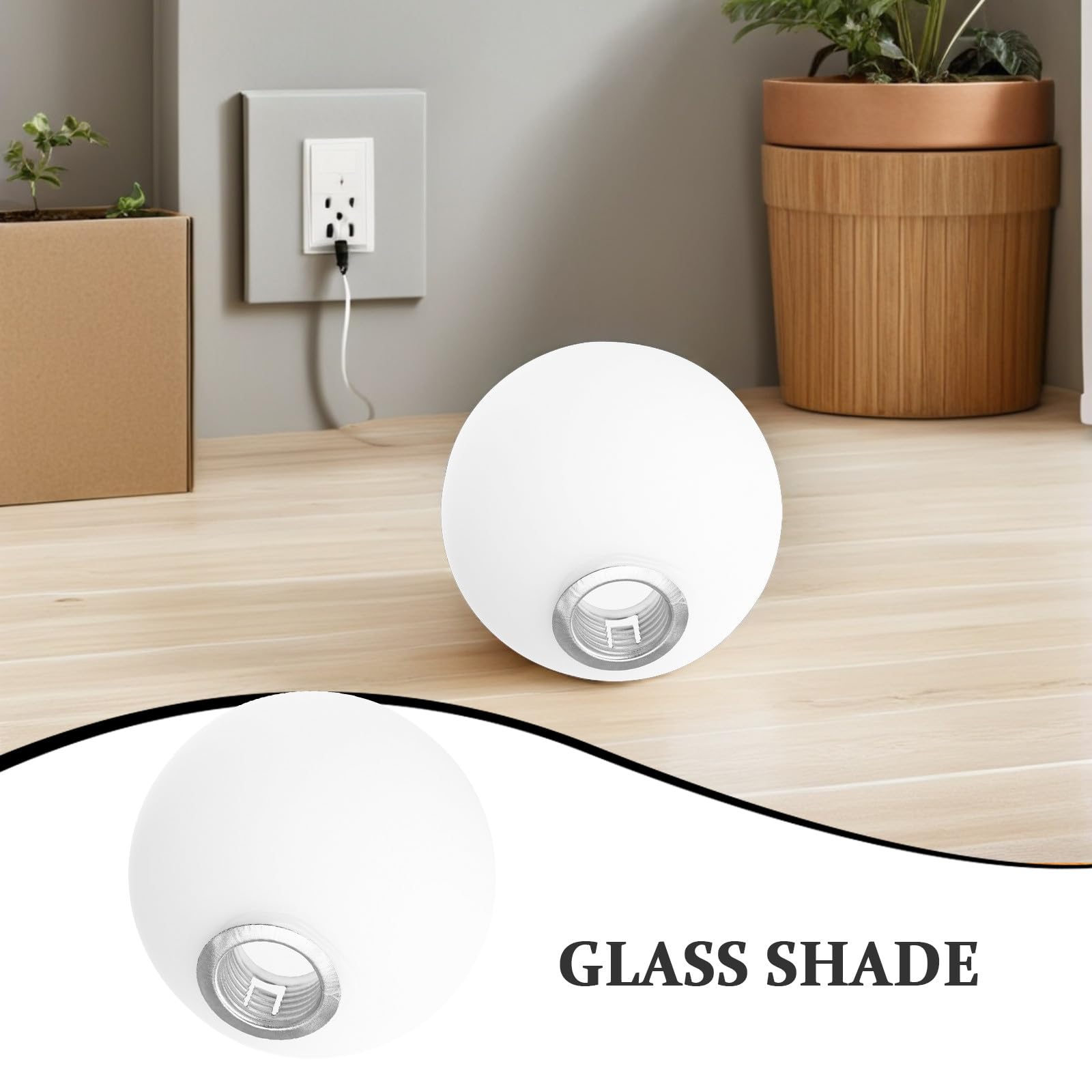 POPETPOP Paralume in Vetro Opaco Sfera Bianco Latte 15 CM per Lampada a Sospensione e Plafoniera, Copertura Ricambio per Lampadario da Soffitto, Paralume in Vetro per Lampade da Interno