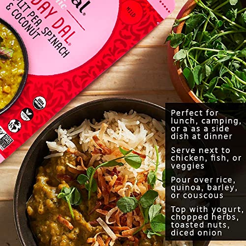 Image of Maya Kaimal Organic Indian Foods | Green Split Pea Everyday Dal | 10oz (PACK of 3) | Microwaveable, Ready to Eat, Fully Cooked with Spinach and Coconut | Vegan, Ready to Eat